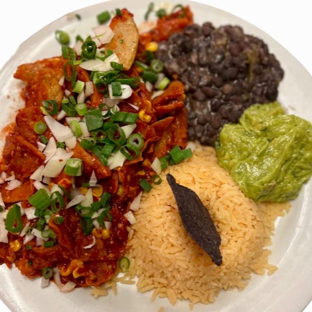 Vegan Chilaquiles Roja.